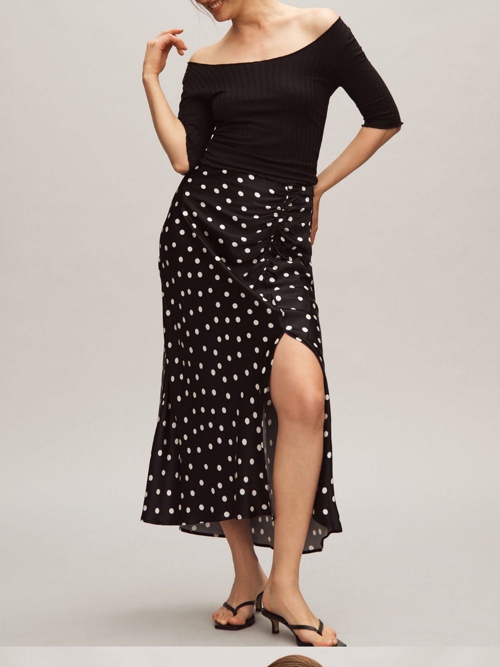 Maeve Satin Polka Dot Maxi Skirt